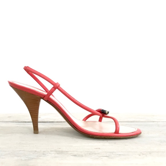SOLD. CHANEL Ladybug 3.5” Heel Pink Leather Sandal - Picture 5 of 7